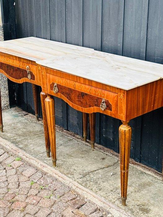 Nachtkastje (2) - Hout, Marmer - decoratieve nachtkastjes, Antiek en Kunst, Curiosa en Brocante