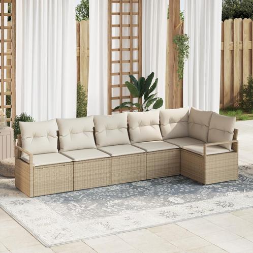 vidaXL 6-delige ligzetel set met kussens in beige poly, Tuin en Terras, Tuinsets en Loungesets, Nieuw, Verzenden