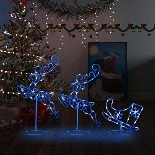 vidaXL Kerstdecoratie rendieren en slee 260x21x87cm acryl, Diversen, Kerst, Nieuw, Verzenden