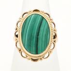 Ring - 14 karaat Geel goud - Malachiet, Handtassen en Accessoires, Ringen, Nieuw