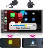 2-DIN Autoradio met draadloze CarPlay en Android, 7 inch..., Autos : Divers, Autoradios, Verzenden