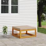vidaXL Voetensteun met taupe kussen massief acaciahout, Tuin en Terras, Tuinsets en Loungesets, Verzenden, Nieuw