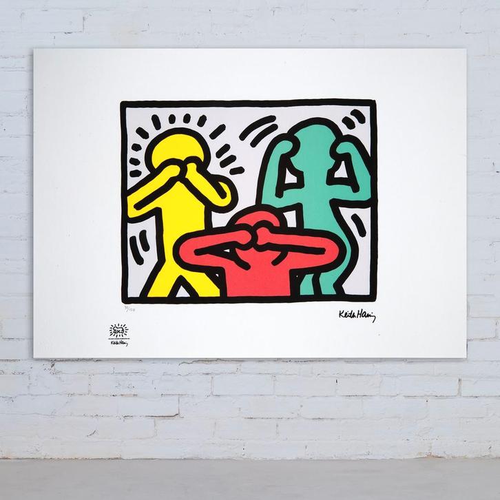 Keith Haring – Offset Lithografie, 50×70 cm, Gecertificeerd, Antiquités & Art, Art | Lithographies & Sérigraphies
