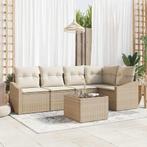 vidaXL Tuin Eettafel Set met kussen met opslag 6 pcs Beige, Tuin en Terras, Verzenden, Nieuw