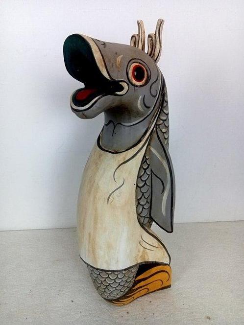 sculptuur, Vis verkleed als kok - 50 cm - Hout, Antiek en Kunst, Curiosa en Brocante