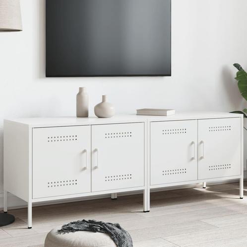 vidaXL Tv-meubelen 2 st 68x39x50,5 cm staal wit, Huis en Inrichting, Kasten |Televisiemeubels, Nieuw, Verzenden