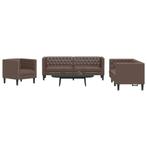 vidaXL 3-delige Loungeset Chesterfield-stijl kunstleer bruin, Huis en Inrichting, Verzenden, Nieuw