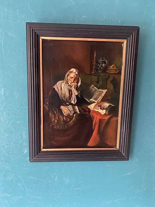 Hollandse School(XX), naar Nicolaas Maes - Oude vrouw in, Antiek en Kunst, Kunst | Schilderijen | Klassiek