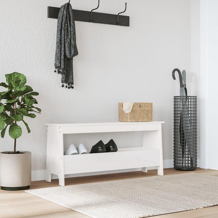 vidaXL Halbank 100x28x45 cm massief grenenhout wit, Huis en Inrichting, Overige Huis en Inrichting, Nieuw, Verzenden