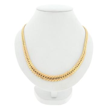 Exclusief gouden platte gourmet schakel collier | 46 cm beschikbaar voor biedingen