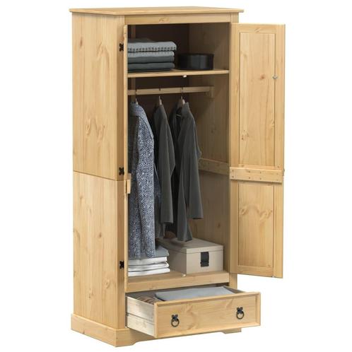 vidaXL Kledingkast Corona 76x50x170 cm massief grenenhout, Huis en Inrichting, Kasten | Kleerkasten, Nieuw, Verzenden