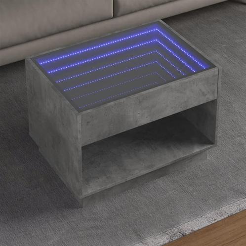 vidaXL Salontafel met Infinity LED 70x50x50 cm betongrijs, Huis en Inrichting, Tafels | Salontafels, Nieuw, Verzenden