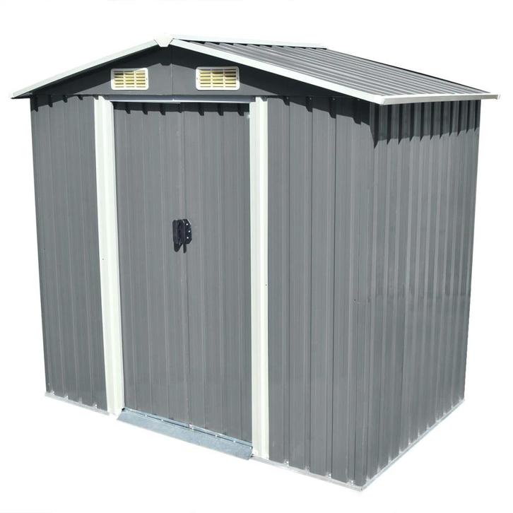 vidaXL Tuinberging 204x132x186 cm metaal grijs, Tuin en Terras, Tuinhuizen, Nieuw, Verzenden