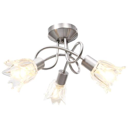 vidaXL Plafondlamp met glazen tulpvormige kappen 3xE14, Maison & Meubles, Lampes | Plafonniers, Envoi