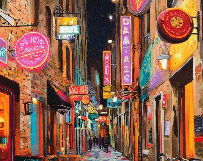 Irina Collins - Living Street XL · NO Reserve, Antiek en Kunst, Kunst | Schilderijen | Modern