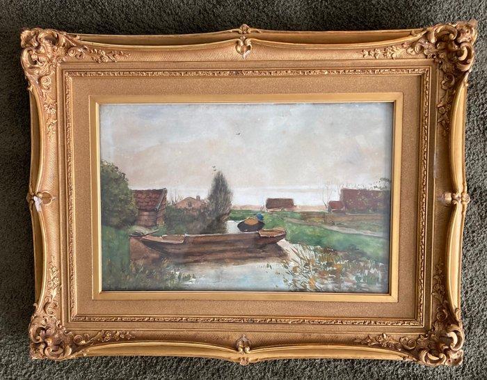 Willem de Zwart (1862-1931) - Boer bij punter, Antiquités & Art, Art | Peinture | Classique