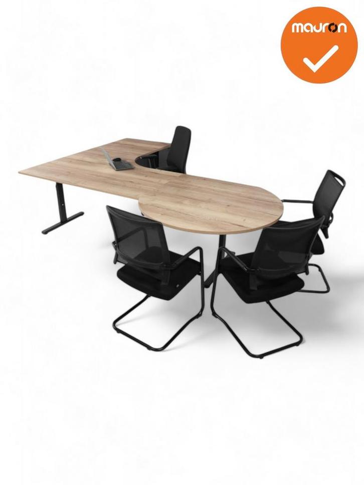 Directie Hoekbureau Tube met vergaderstuk - zwart onderstel, Zakelijke goederen, Kantoor en Winkelinrichting | Kantoormeubilair en Inrichting