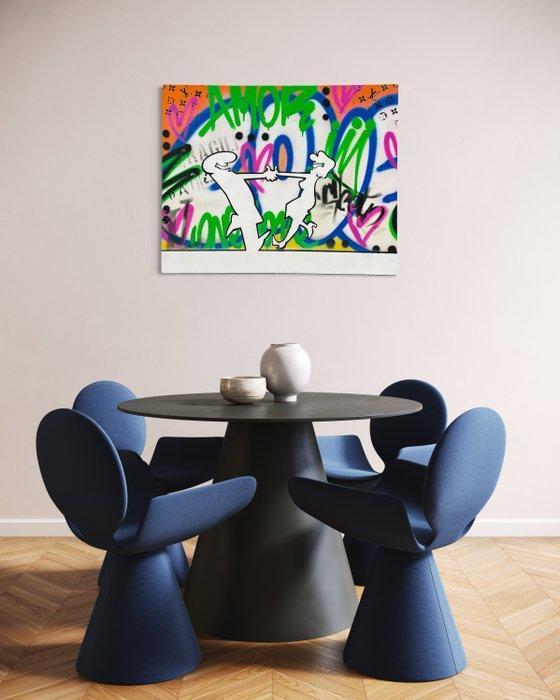 AIIROH - La Linea - Happy Couple [100% handmade], Antiek en Kunst, Kunst | Schilderijen | Modern