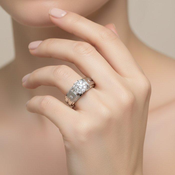 Ring - 18 karaat Witgoud - 0.58ct. tw. Diamant (Natuurlijk), Handtassen en Accessoires, Ringen