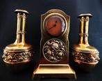 Klok en garnituur set  (3) -  Art Nouveau Messing -, Antiek en Kunst, Antiek | Klokken