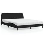 vidaXL Lit avec matelas noir 160x200 cm tissu, Verzenden, Neuf