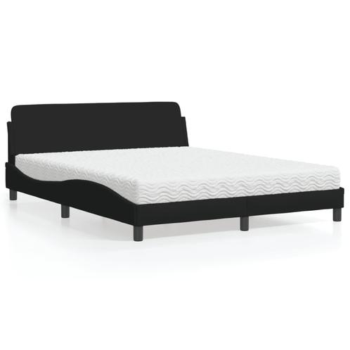 vidaXL Lit avec matelas noir 160x200 cm tissu, Maison & Meubles, Chambre à coucher | Lits, Neuf, Envoi