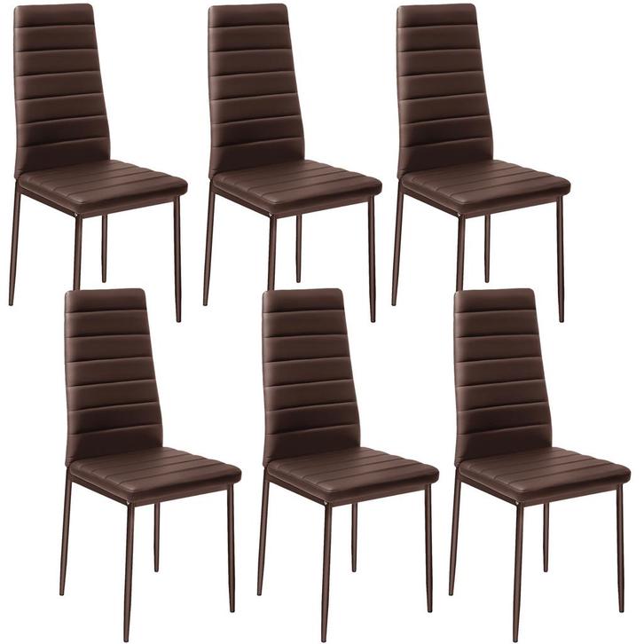 tectake Eetkamerstoelen, kunstleer - cappuccino, Set van 6, Huis en Inrichting, Stoelen, Verzenden