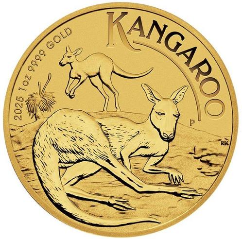 Australië. 100 Dollars 2025 Kangaroo, Känguru 1 oz Goldmünze, Postzegels en Munten, Edelmetalen en Baren