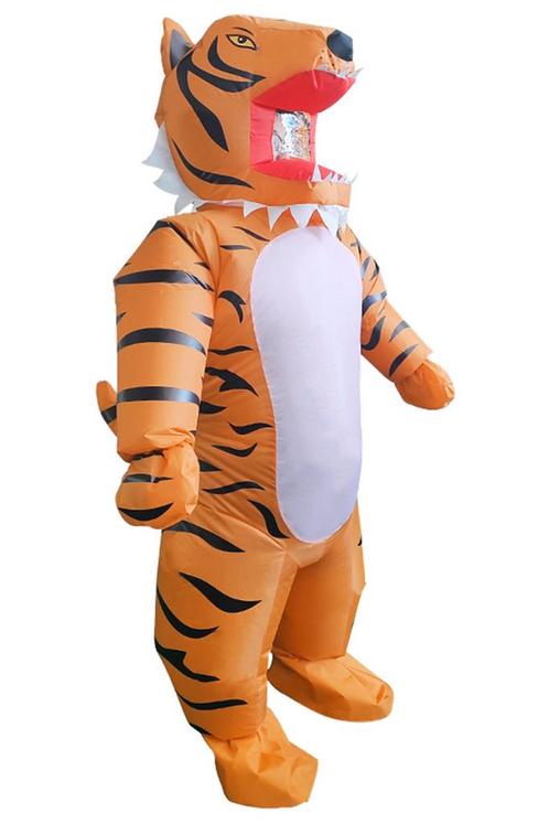 KIMU® Opblaas Kostuum Tijger Opblaasbaar Pak Tijgerpak Masco, Kleding | Heren, Carnavalskleding en Feestkleding, Nieuw, Ophalen of Verzenden