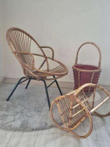 Decoratief ornament - Frankrijk - Frans vintage rotan set