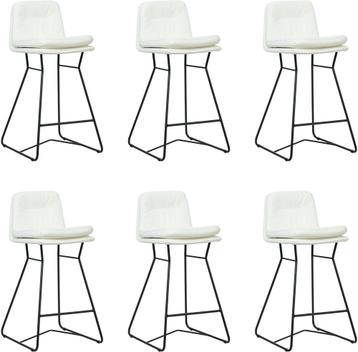 Set van 6 Gebroken witte leren industriële barkrukken -, Overige kleuren, Nieuw, Ophalen of Verzenden, Vijf, Zes of meer stoelen