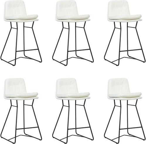 Set van 6 Gebroken witte leren industriële barkrukken -, Huis en Inrichting, Stoelen, Overige kleuren, Vijf, Zes of meer stoelen