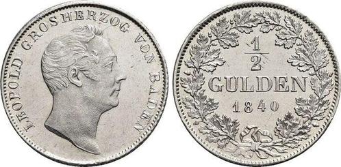 1/2 Gulden 1840 Baden-durlach Leopold 1830-1852, Postzegels en Munten, Munten | Europa | Niet-Euromunten, België, Verzenden