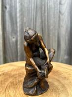 Beeld, Zittende vrouw - 11 cm - Brons