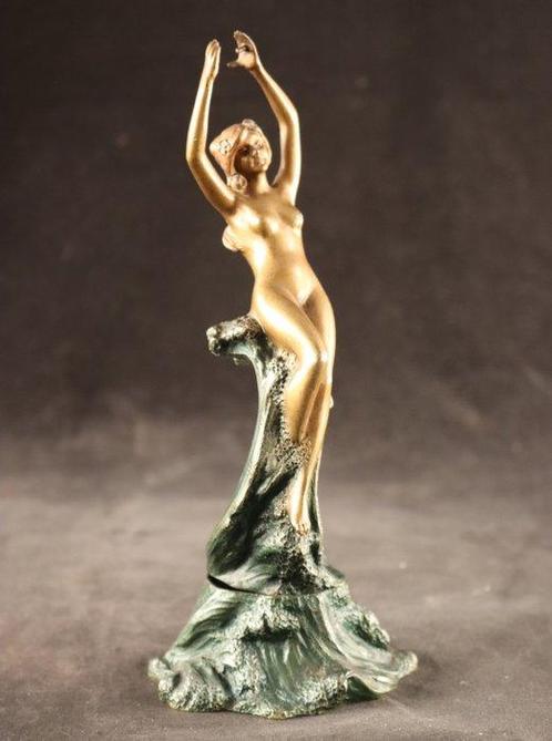 Weens bronzen - sculptuur, Naakte waternimf - 20 cm - Brons, Antiek en Kunst, Kunst | Designobjecten