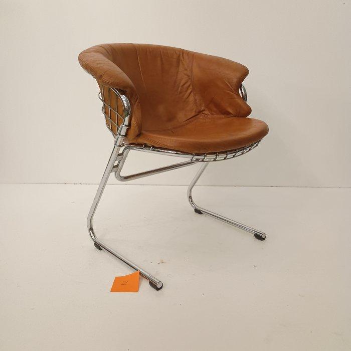 thema - Gastone Rinaldi - Stoel - Staal, Leder - Kavel 2, Antiquités & Art, Antiquités | Meubles | Chaises & Canapés