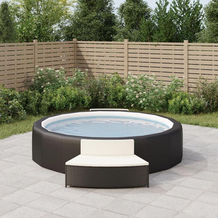 vidaXL Spa-bankjes met kussens 2 st poly rattan zwart, Tuin en Terras, Zwembaden, Nieuw, Verzenden
