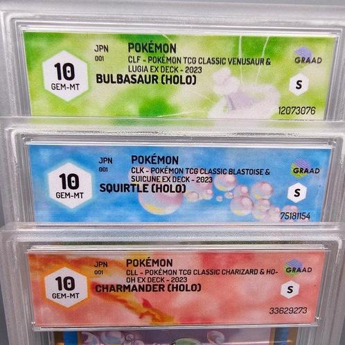 3 Graded card - Tris Starter CHARMANDER/BULBASAUR/SQUIRTLE, Hobby en Vrije tijd, Verzamelkaartspellen | Pokémon