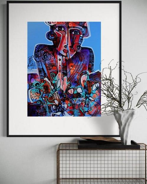 Simeon Gonzales - Tu y Yo con Flores - NO Reserve, Antiek en Kunst, Kunst | Schilderijen | Modern