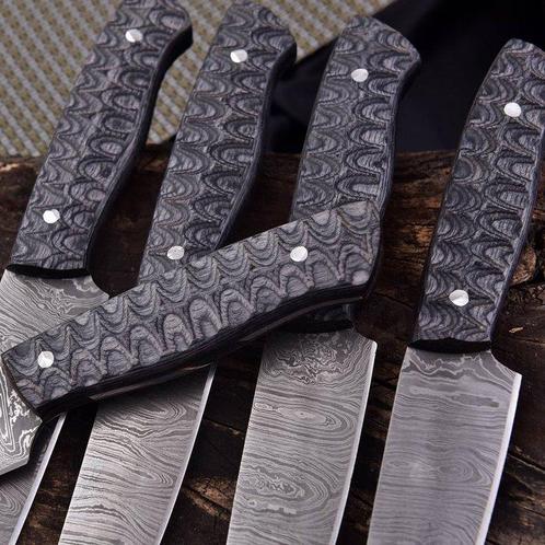 Keukenmes - Chefs knife - Dollarwood en gevouwen staal -, Antiek en Kunst, Antiek | Keukengerei