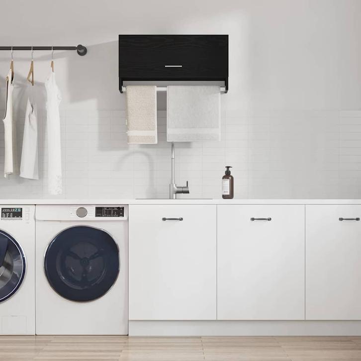 vidaXL Kledingkast met lade Zwart Eiken 70 x 32,5 x 35 cm, Huis en Inrichting, Kasten | Kleerkasten, Nieuw, Verzenden