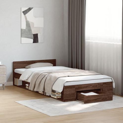 vidaXL Bedframe met lade bewerkt hout bruin eikenkleurig, Huis en Inrichting, Slaapkamer | Bedden, Nieuw, Verzenden