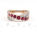 Ring - 14 karaat Geel goud - 0.96ct. tw. Robijn - Diamant, Nieuw