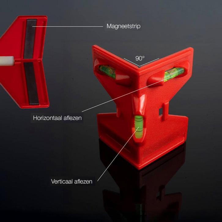 Hoekwaterpas rood, voor schuttingpalen en verticale constru, Doe-het-zelf en Bouw, Gereedschap | Overige machines, Nieuw, Verzenden