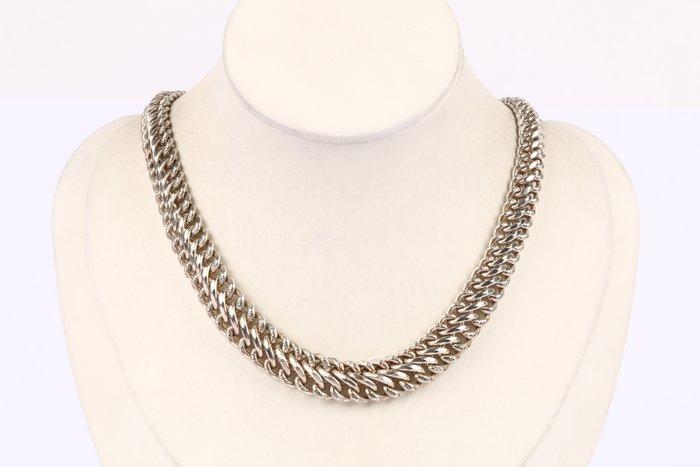 Zonder minimumprijs - Halsketting Zilver - dubbel versierde, Handtassen en Accessoires, Kettingen