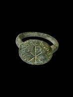 Byzantijns Brons Ring - Chi Rho-christogram