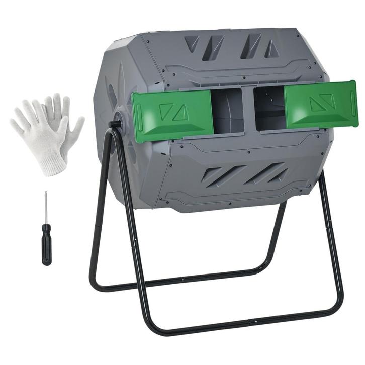 Composteringsvat - 160 liter - 2 compartimenten - Grijs, Tuin en Terras, Overige Tuin en Terras, Nieuw, Ophalen of Verzenden