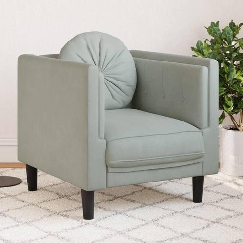 vidaXL Fauteuil avec coussin gris clair Velours, Maison & Meubles, Canapés | Salons, Neuf, Envoi