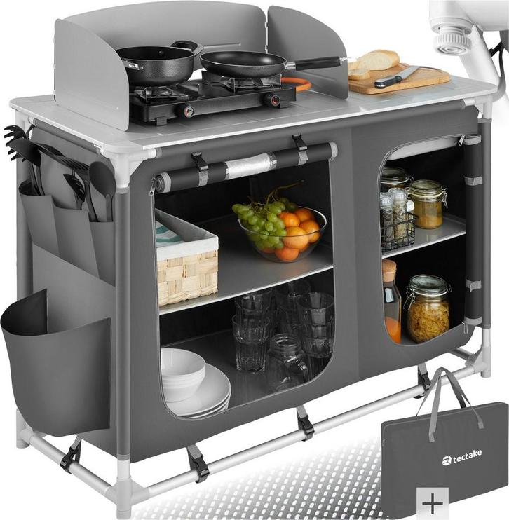 Campingkeuken - Kampeerkeuken  - Opvouwbaar - Grijs - Tectak, Caravans en Kamperen, Kampeermeubelen, Nieuw, Verzenden