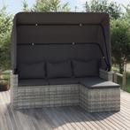 vidaXL Tuinbank 3-zits met dak en voetenbank poly rattan, Tuin en Terras, Verzenden, Nieuw
